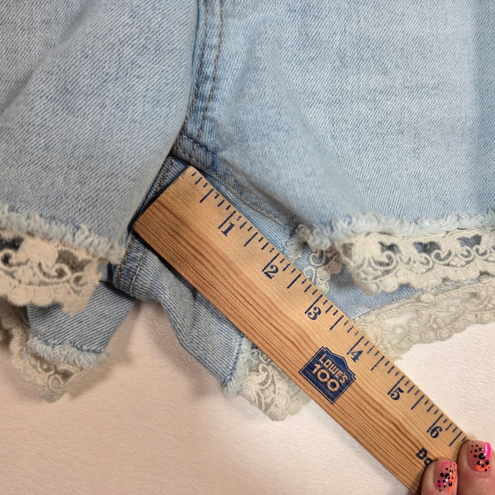 NoBo Denim Shorts Womens 16 Light Blue Boho Crochet Coquette Festival Coastal - Picture 8 of 16